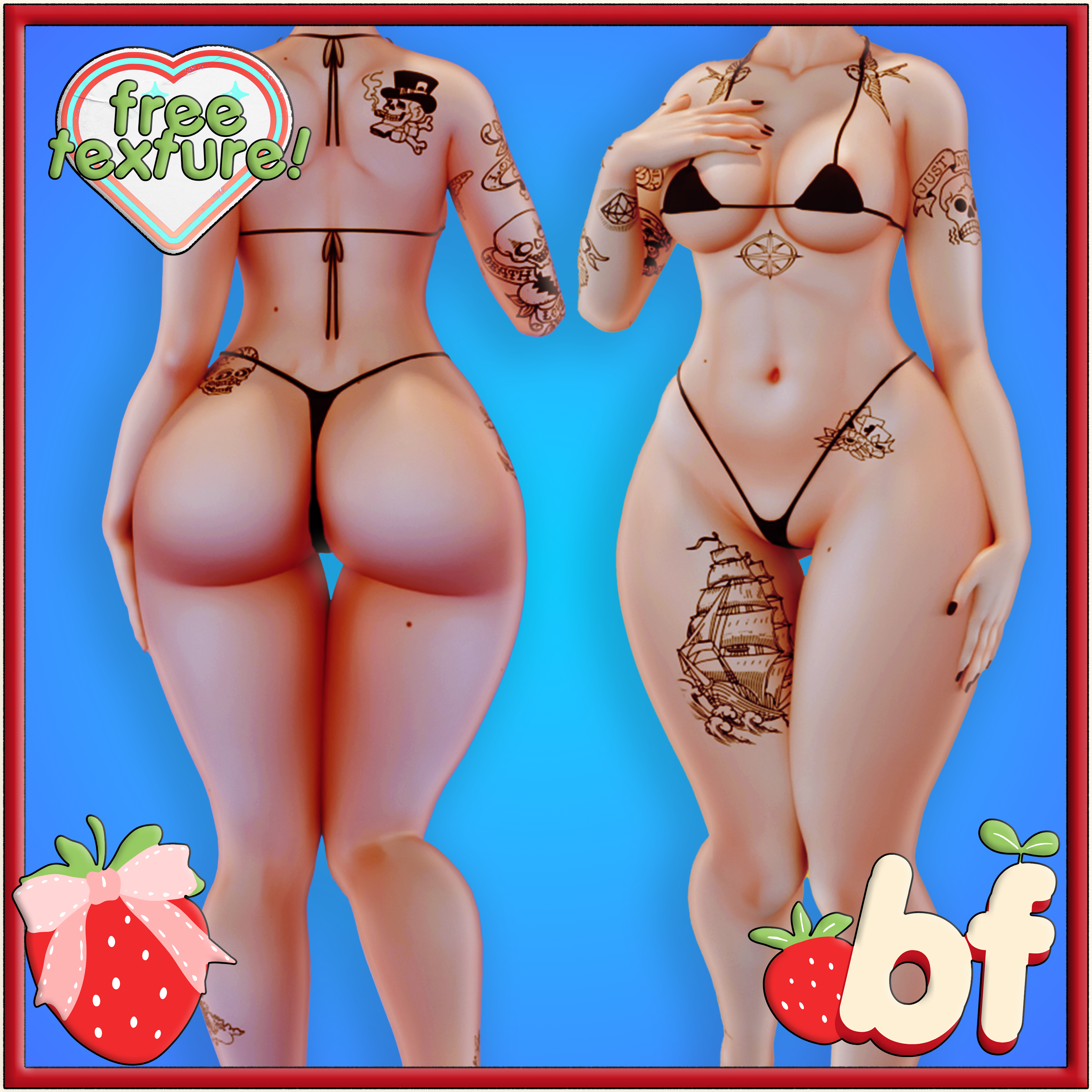FREE Sail Ya Later (EGirl, Slimfit, Aphrodite, Venus v2 Base Tattoos) (Sailor, Traditional, Patchwork)