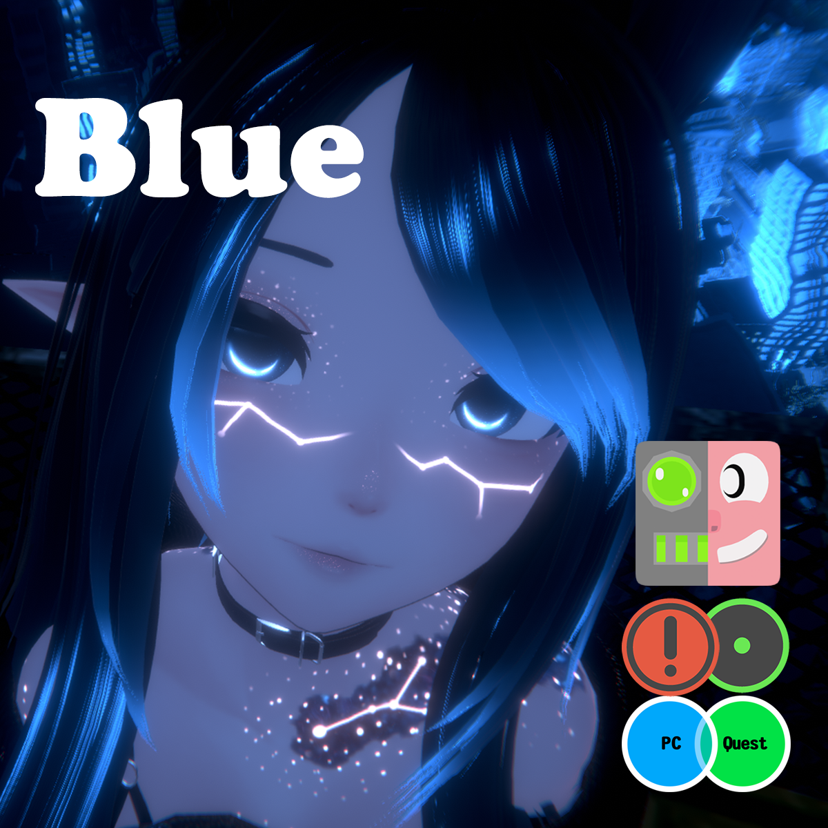Blue the Space Bunny 💙🐇 (PC, OPTI, QUEST, VRCFT / Face Tracking, SPS, Gogo Loco)