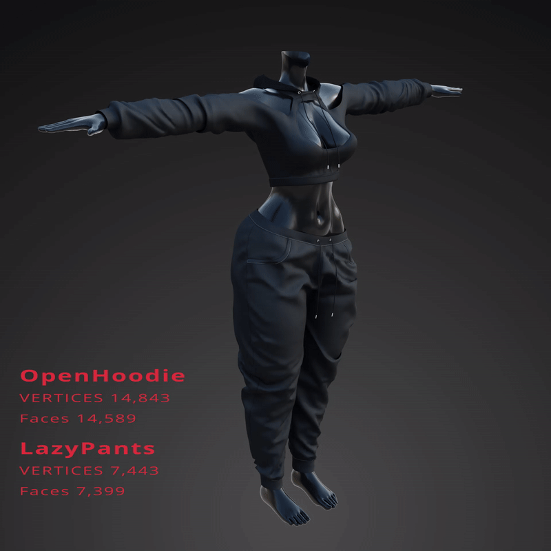 LazyFit Hoodie / Pants (VRChat Outfit VRBASE EGIRL)