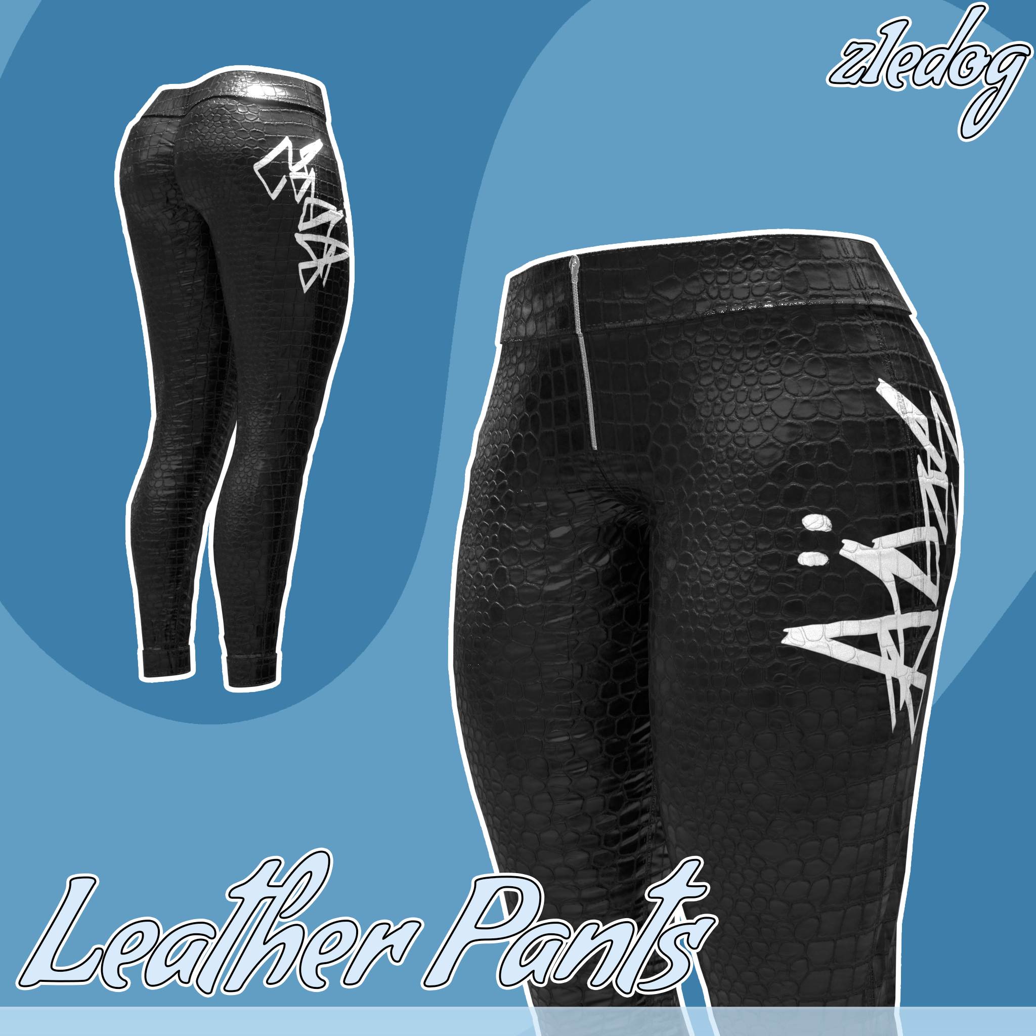 Leather Crocodile Pants - created by z1edog