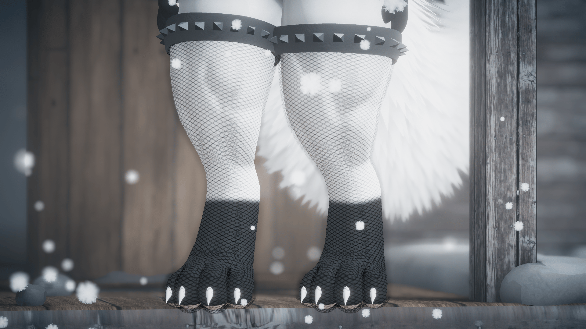 Mayu  Fishnet-Thigh-High+Spikes