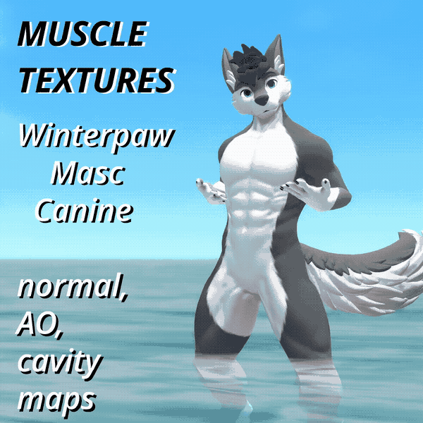 Winterpaw Masc Canine Muscle Textures - Normal map, Ambient Occlusion, Cavity map for VRChat