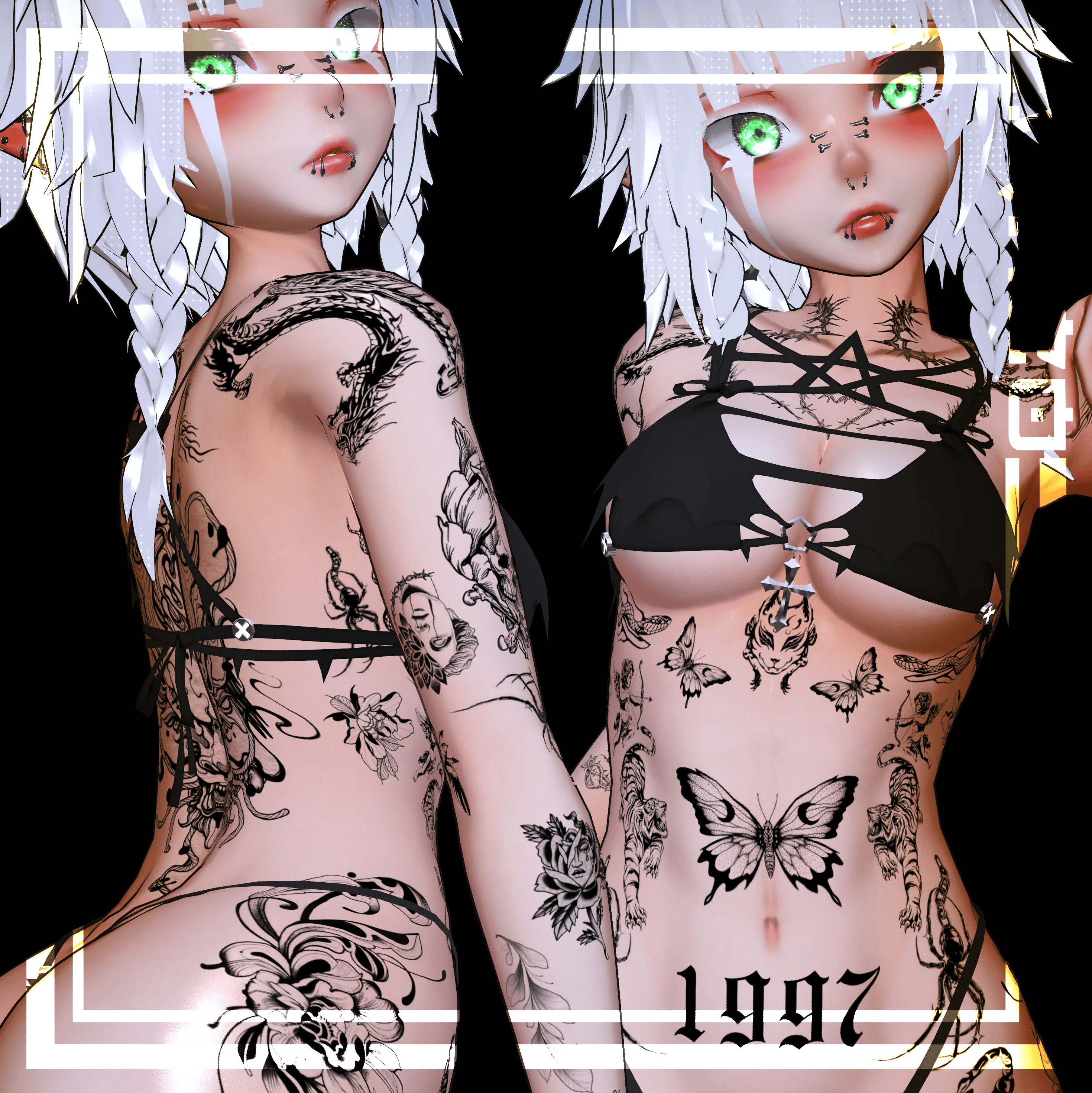【Traditional Tattoos】"Whisper" "Revenger" "Magician" "Runner" 4k Textures 入れ墨 *テクスチ