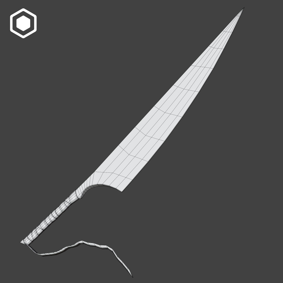 Large Sword (Dynamic Fabric) | VR Chat Asset + Blend File
