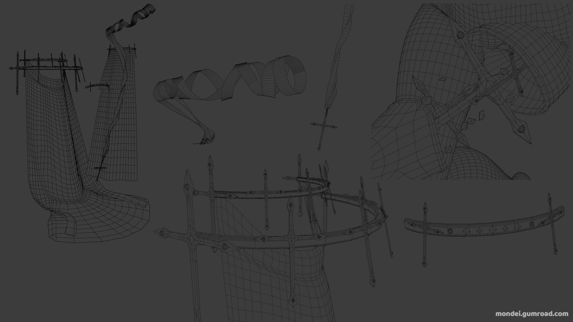 | Devilish Purity Asset Set | Veil, Cloak, Headband, Arm Ribbon, Leg Cross Piece