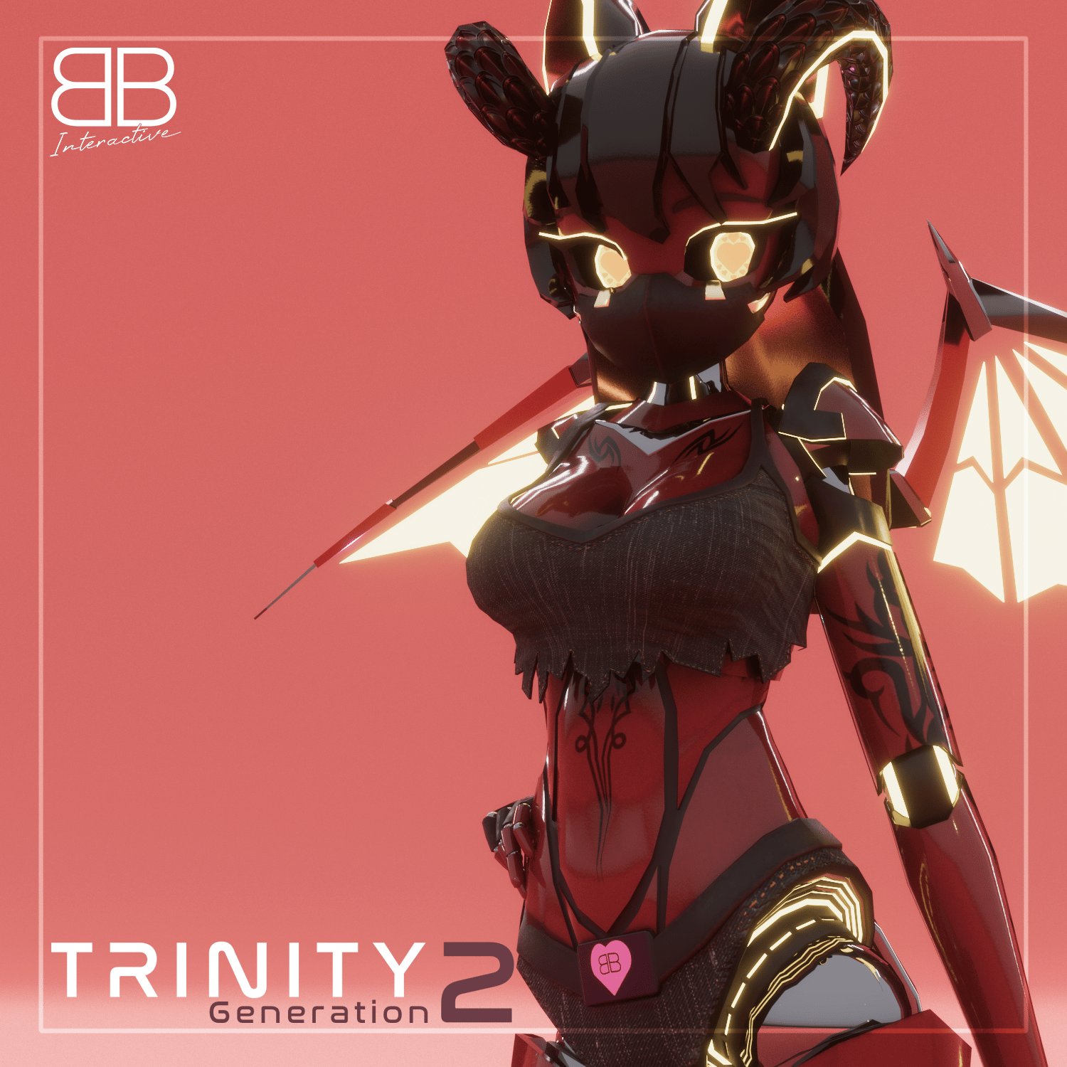 [Original 3D Model] TRINITY TR-24 Neko Demon Robot Girl VRChat Avatar