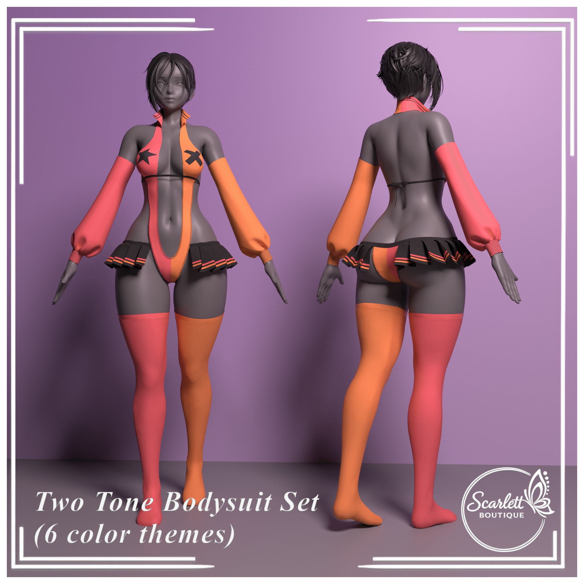 Two-Tone Bodysuit Set (Rigged for VRBase Egirl)
