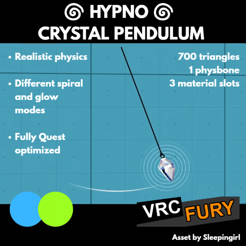 🟢🔵 Hypno Crystal Pendulum -- Quest-compatible asset for VRChat