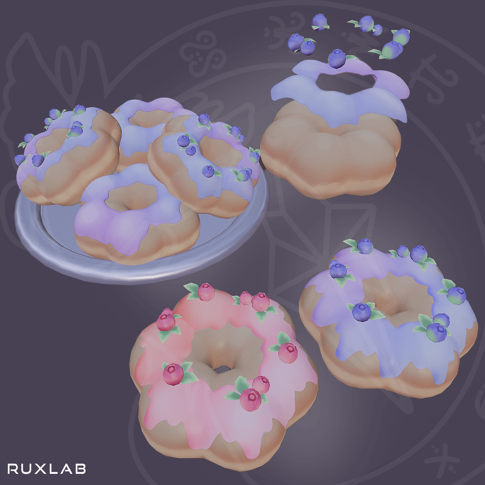 Blueberry and Cranberry Donuts Vrchat food prop