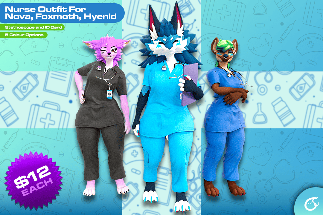 Nurse Outfit For Nova, Foxmoth, Hyenid | VRChat Clothing