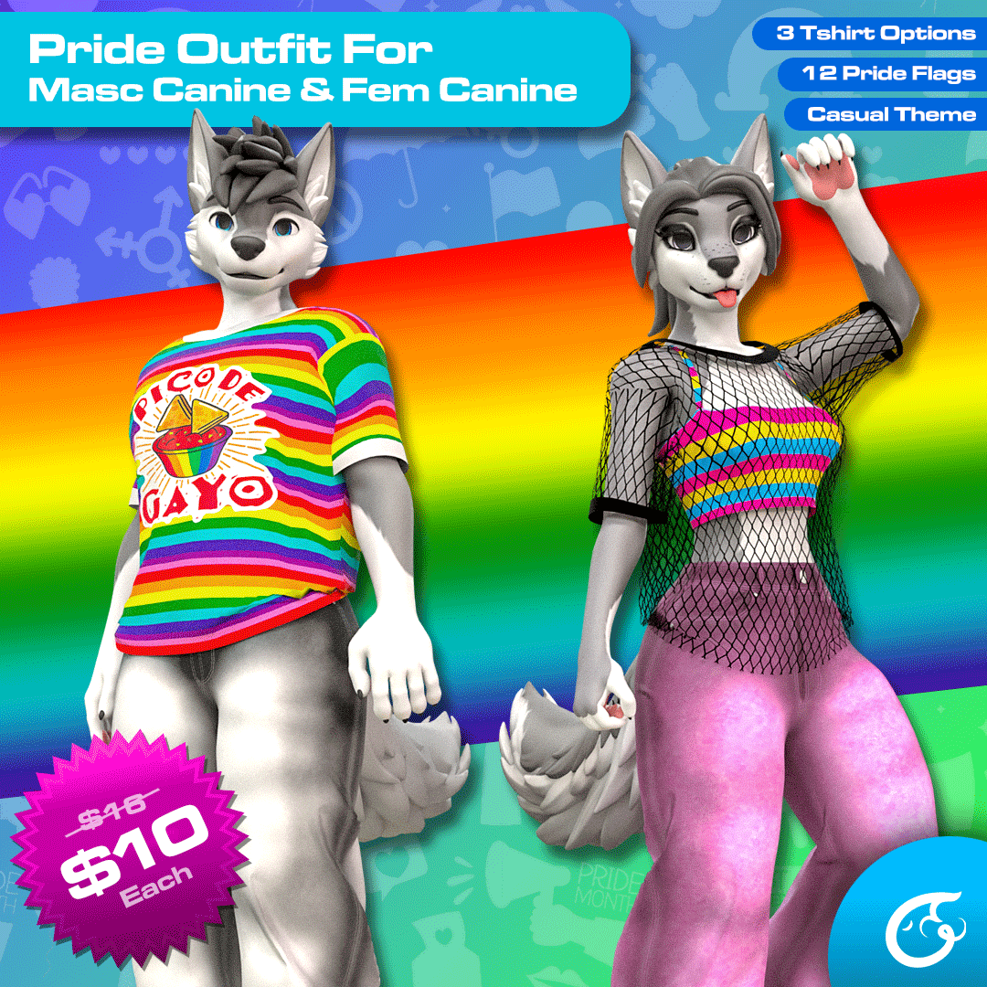 Pride Outfit For Masc Canine & Fem Canine  | VRChat Clothing