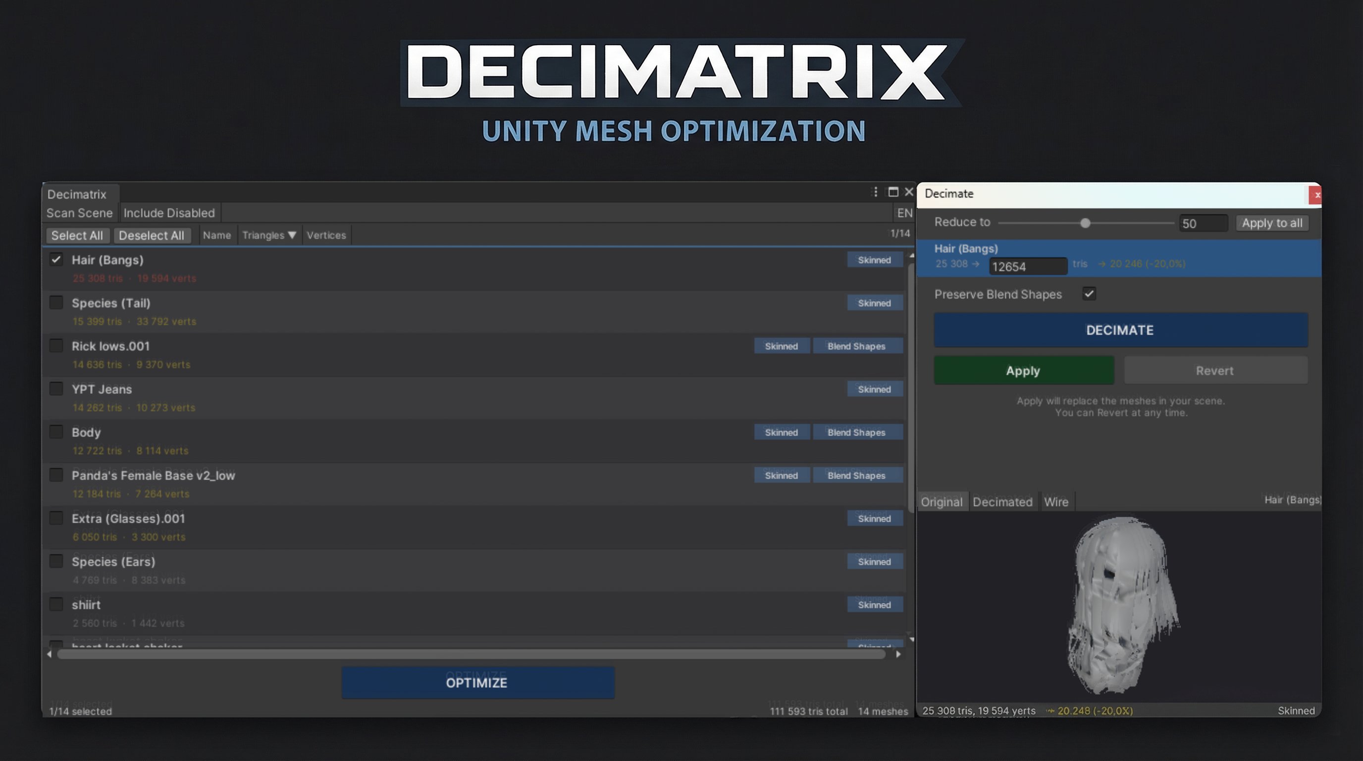 Decimatrix - Optimize and keep your blendshapes