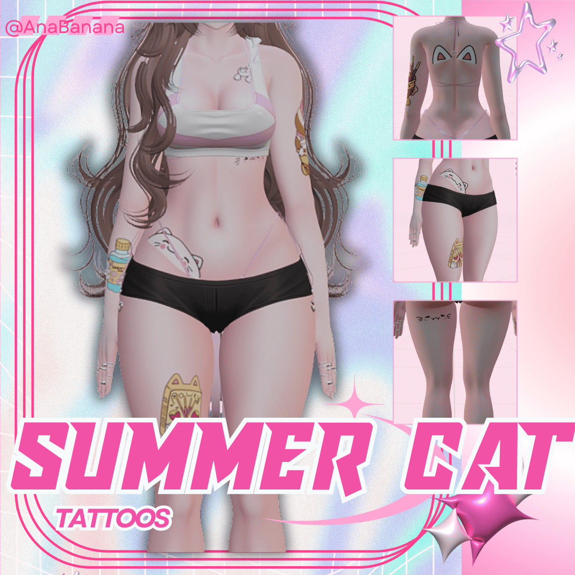 (J:)🐱 Summer Cat Tatts | Vrbase Egirl