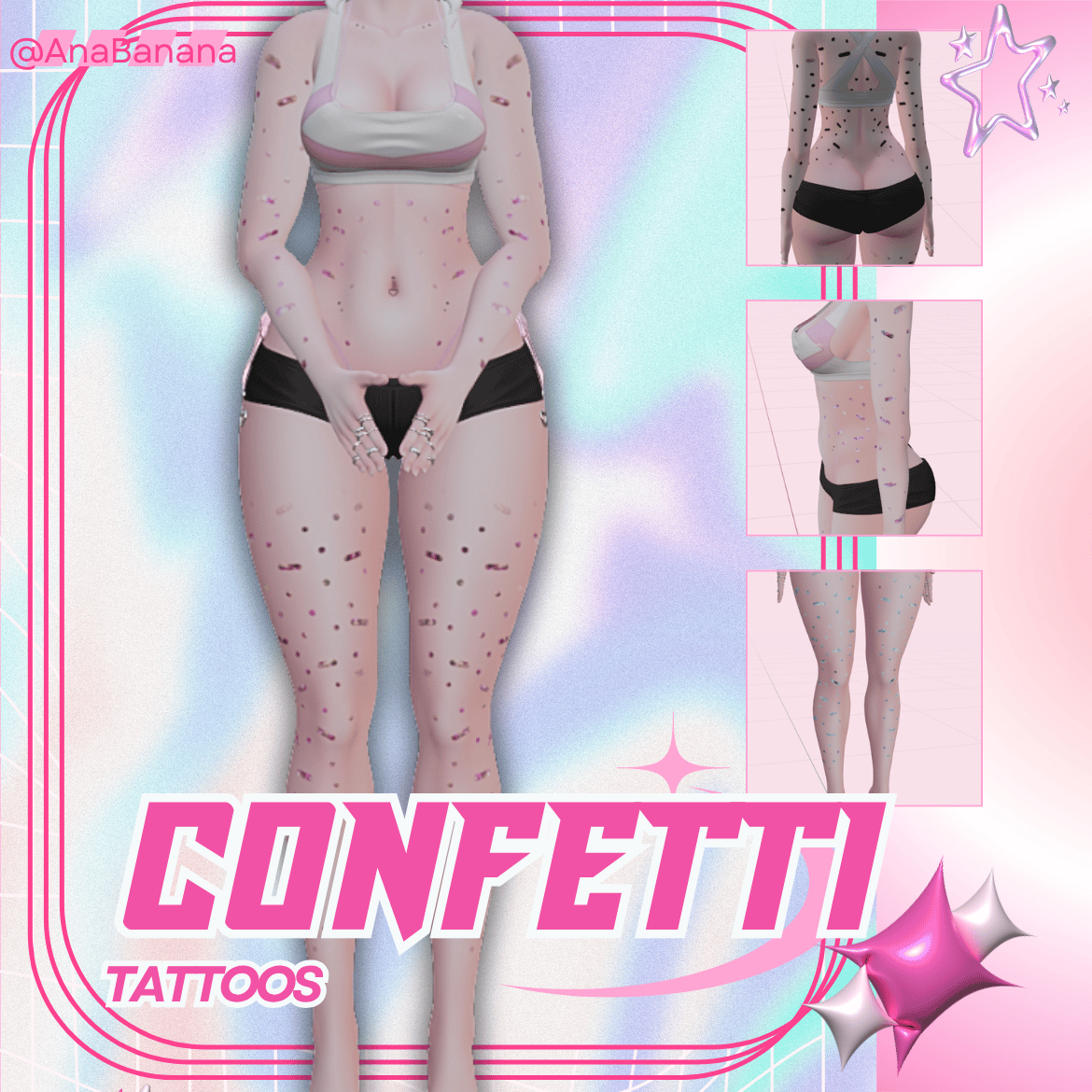 (J:)🎉 Confetti Tatts | Vrbase Egirl 