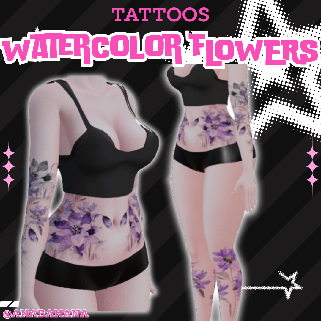 (J:)💐 Watercolors Flowers Tatts | Vrbase Egirl
