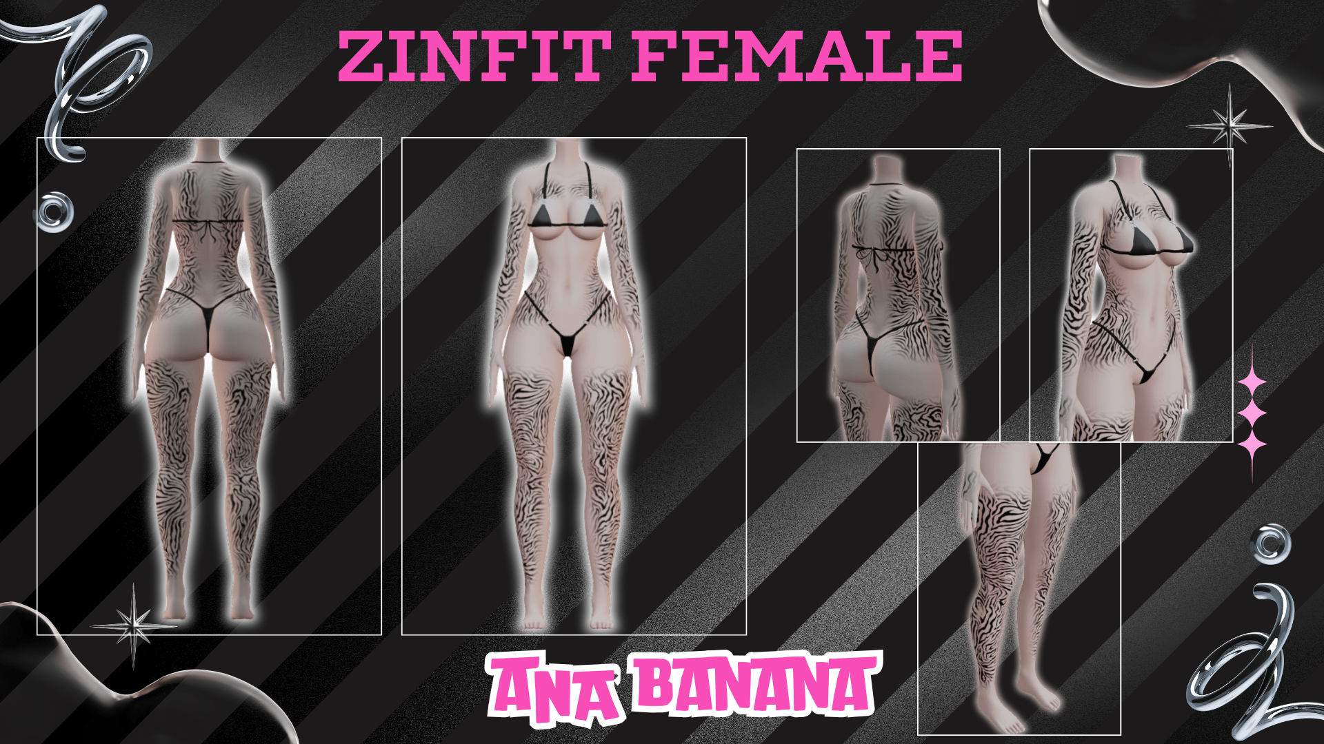 🦓 Animal Zebra Tatts | Zinfit Female