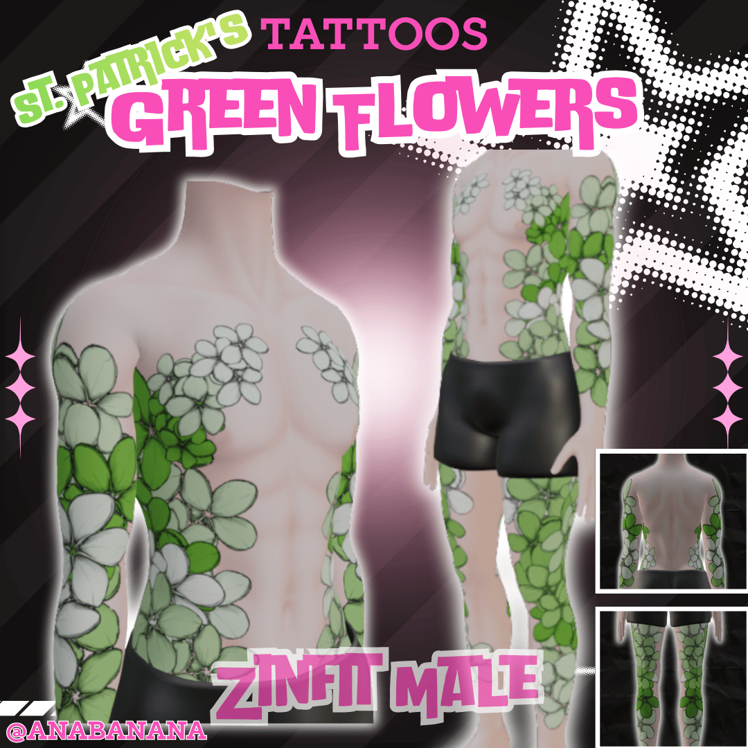 (J) : 🍃 Green Flowers Tatts | Vrbase + Akii + Zinfit F/M