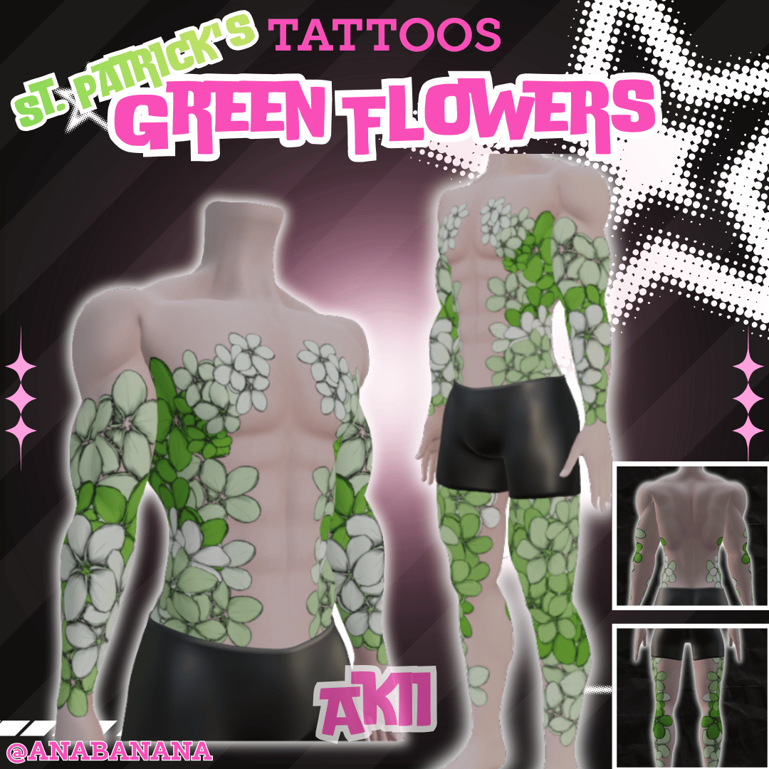 (J) : 🍃 Green Flowers Tatts | Vrbase + Akii + Zinfit F/M