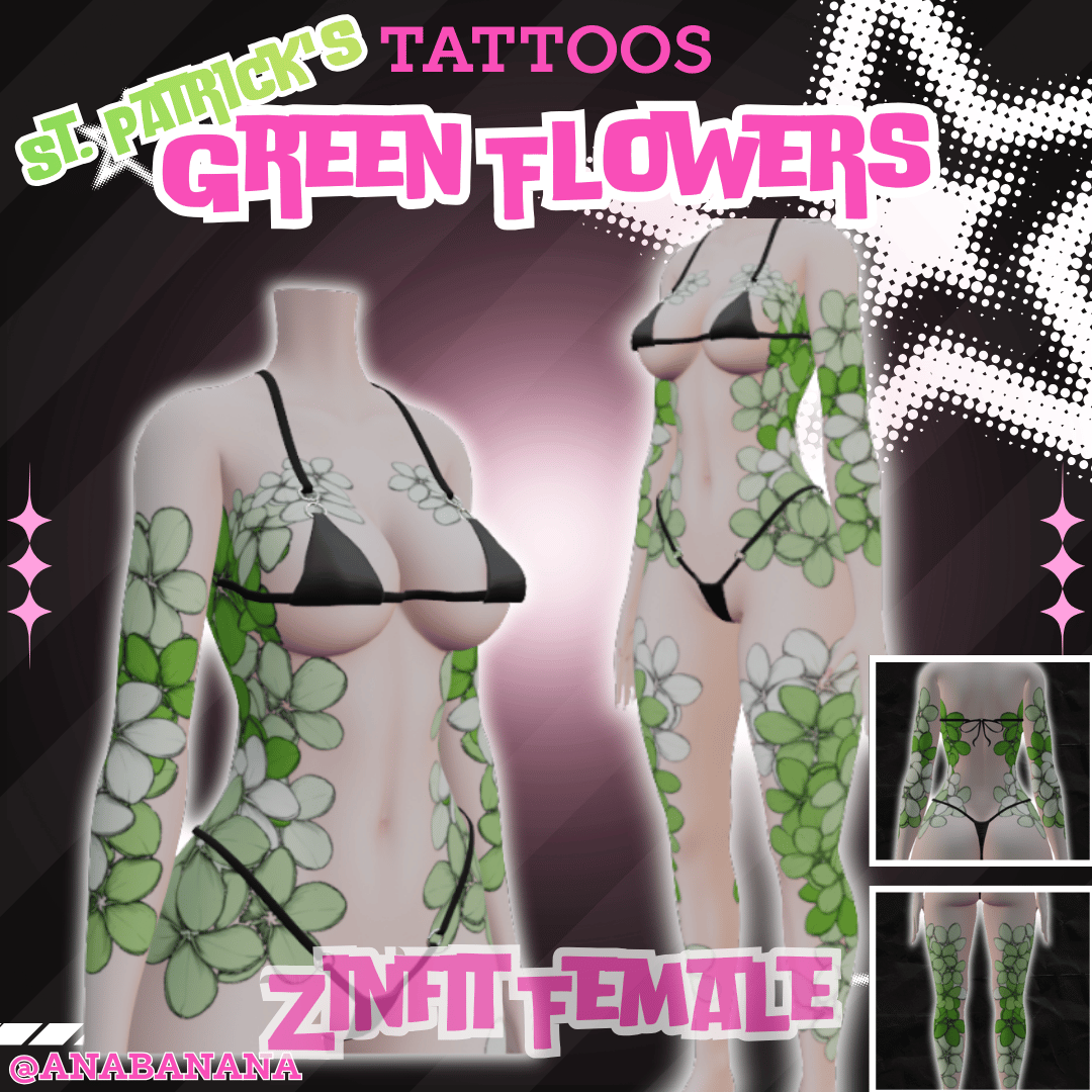 🍃 Green Flowers Tatts |  Zinfit Female