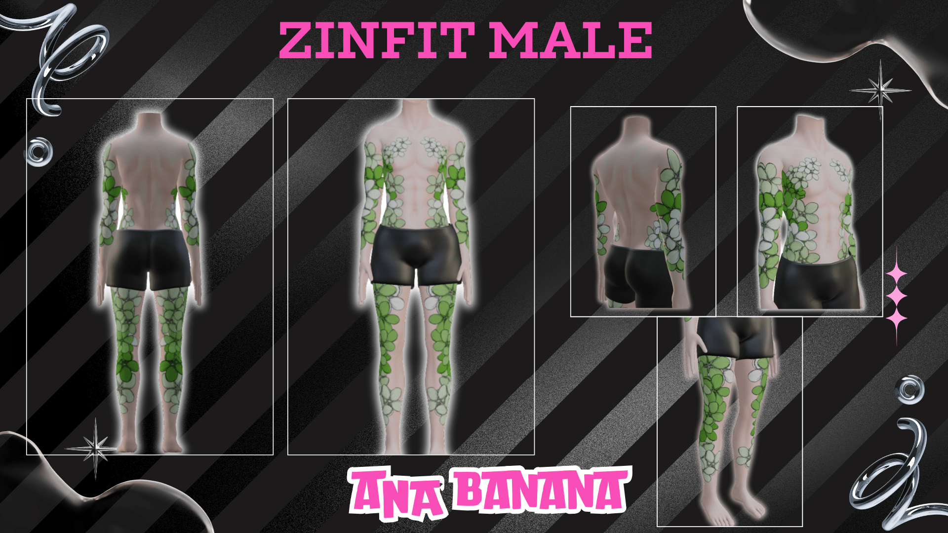 🍃 Green Flowers Tatts | Zinfit Male