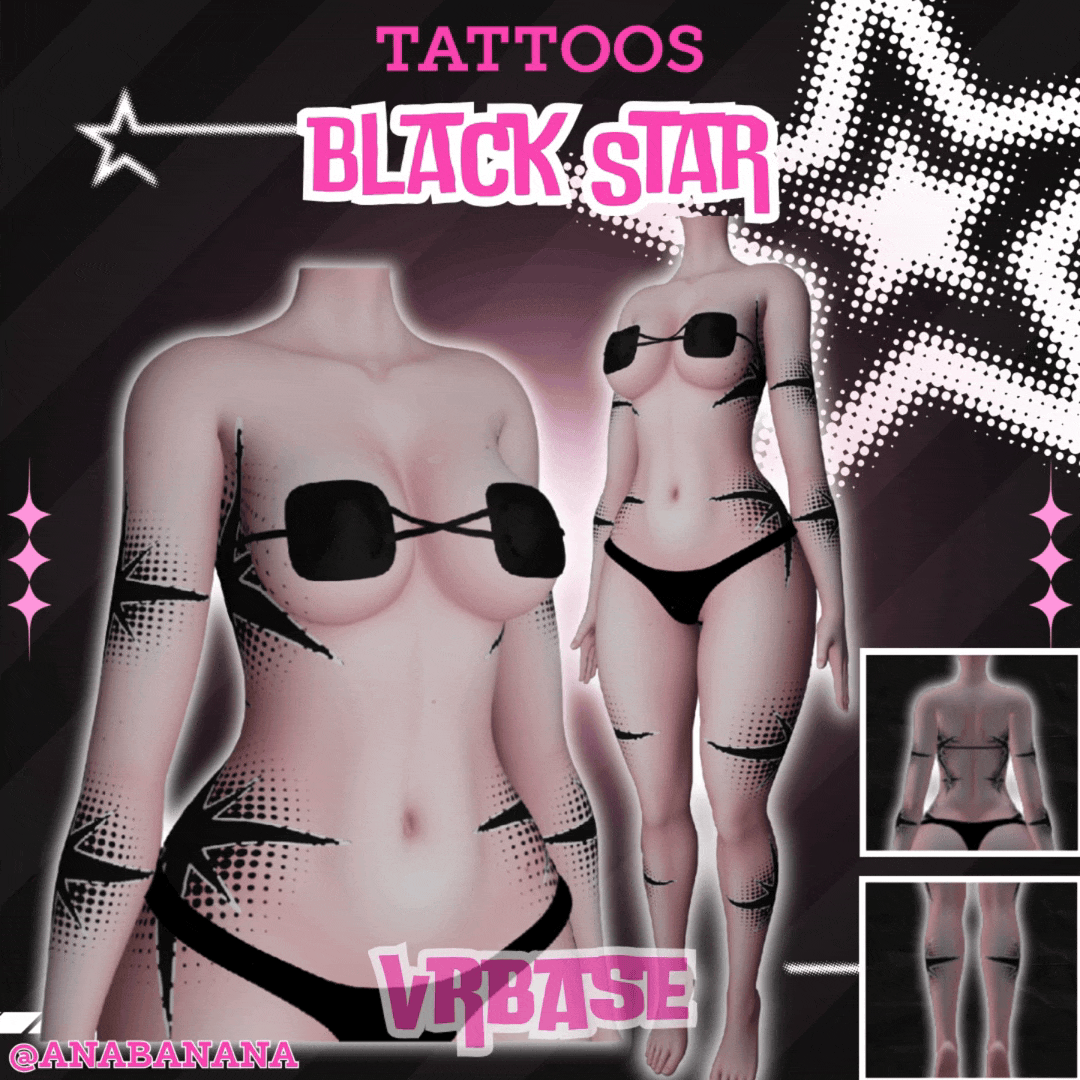 (J) : 🌟 Black Star Tatts | Multi-Base Compatible