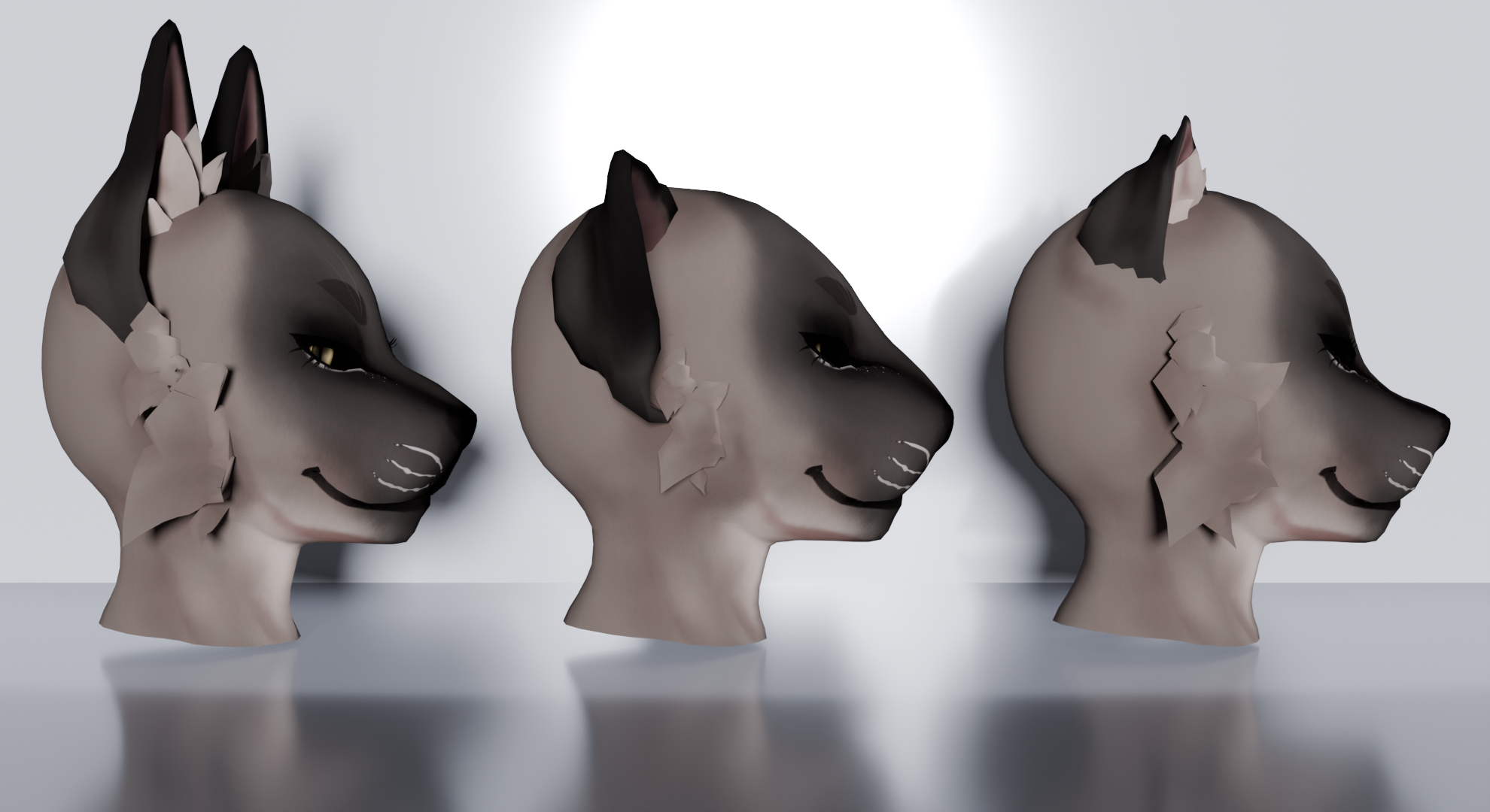 Riot's Feline Head base || Rigged Furry VRChat Asset