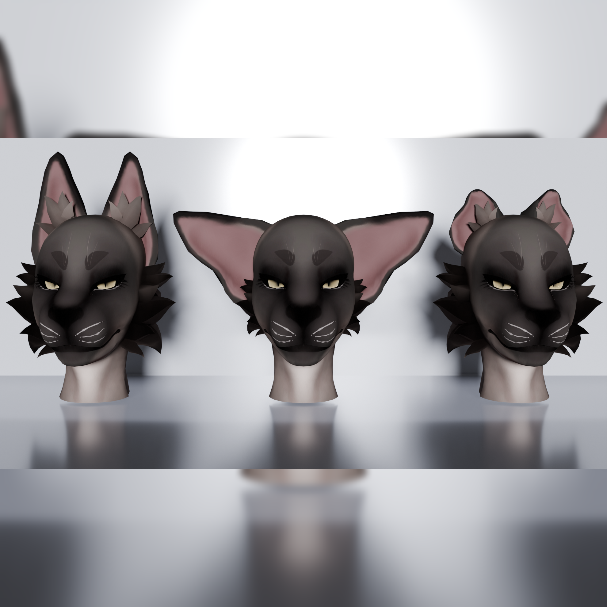 Riot's Feline Head base || Rigged Furry VRChat Asset