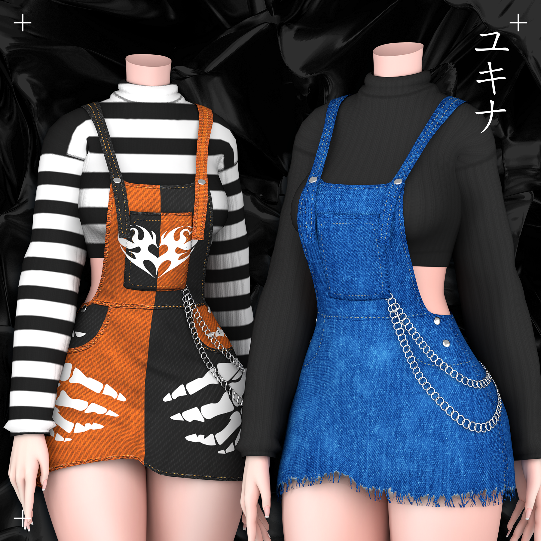 Sweater Denim Overalls