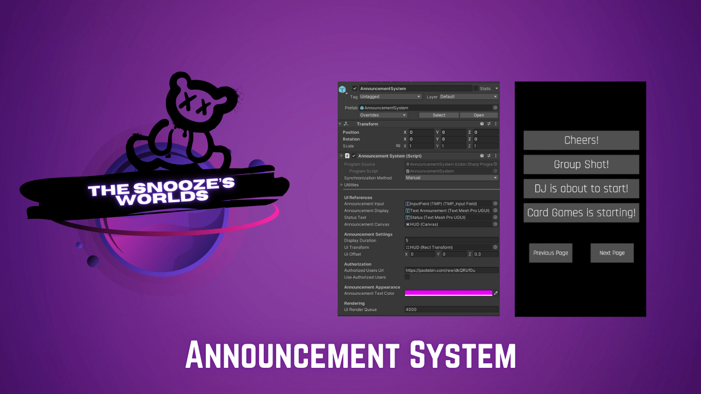Announcement System (VRChat World Asset)
