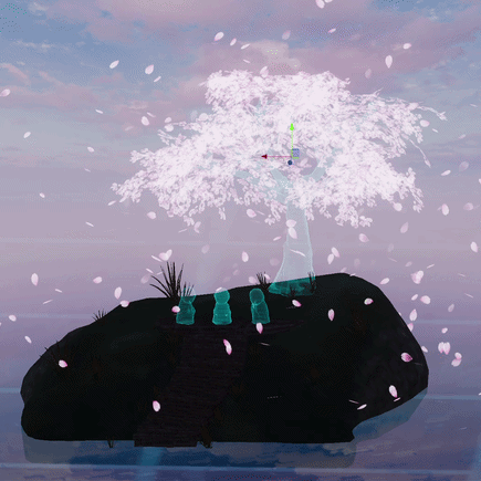 Japanese Holographic Tree (With Sakura Petals Particles)