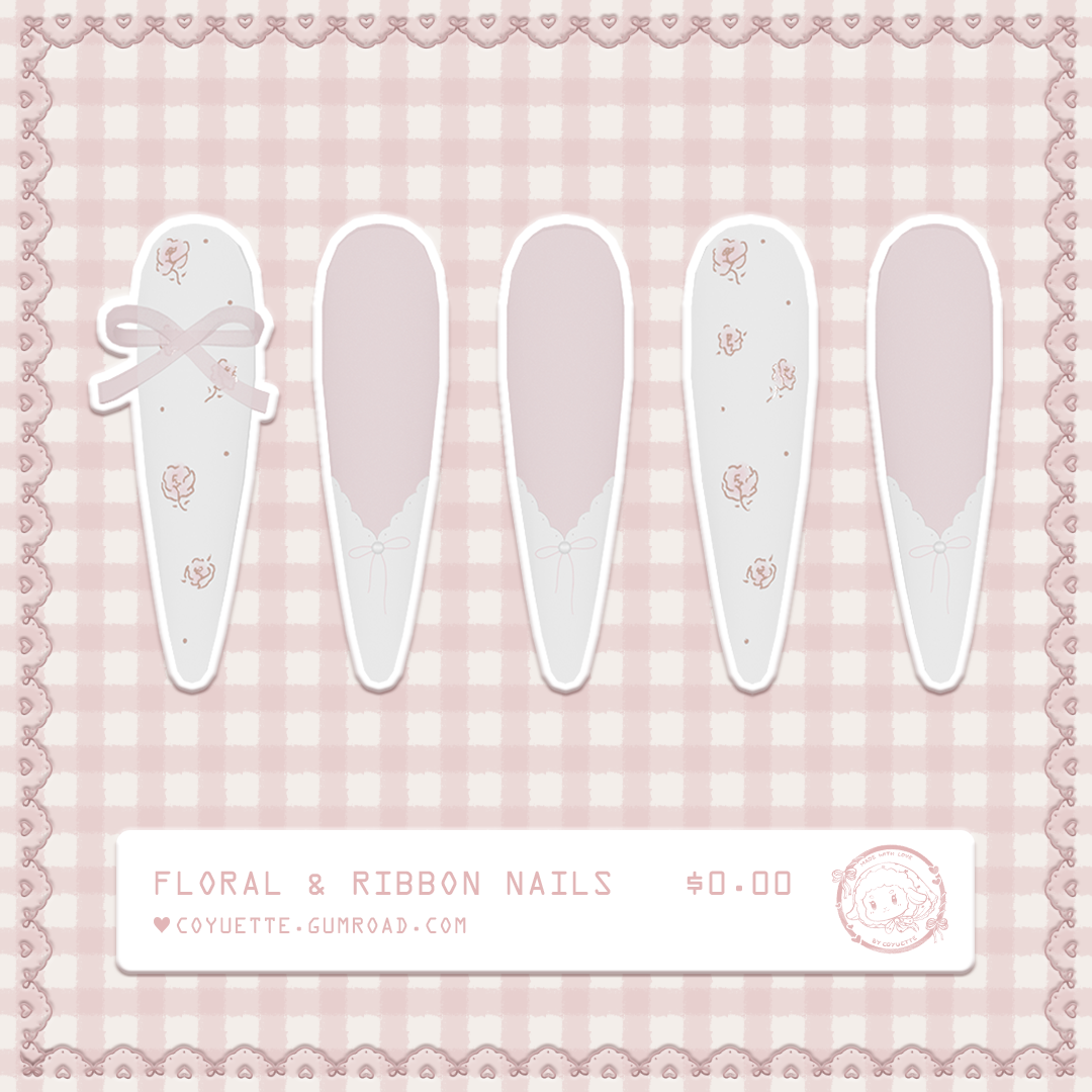 ˗ˏˋ floral & ribbon nails﹒for VRChat﹒୨ৎ (free)
