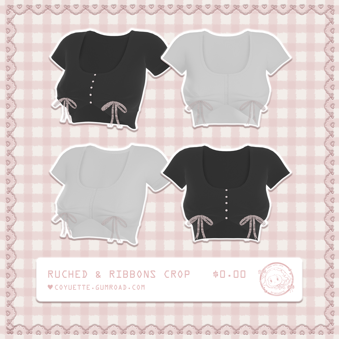 ˗ˏˋ ruched & ribbons crop﹒for VRChat﹒୨ৎ (free)