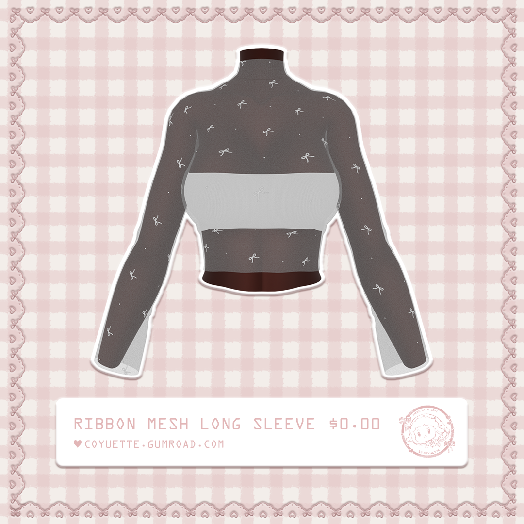 ˗ˏˋ ribbon mesh long sleeve﹒for VRChat﹒୨ৎ (free)