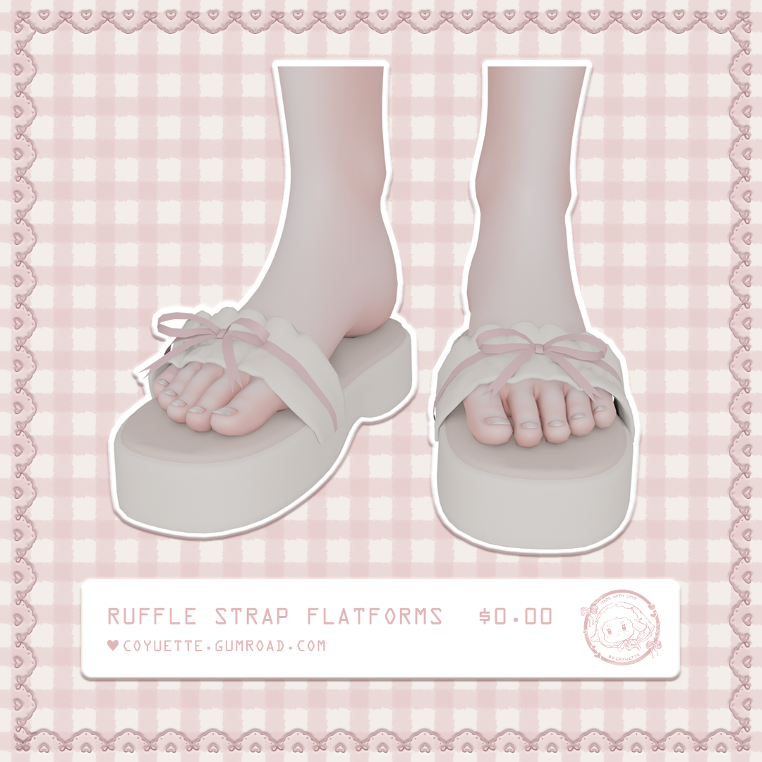 ˗ˏˋ ruffle strap flatform sandals﹒for VRChat﹒୨ৎ (free)