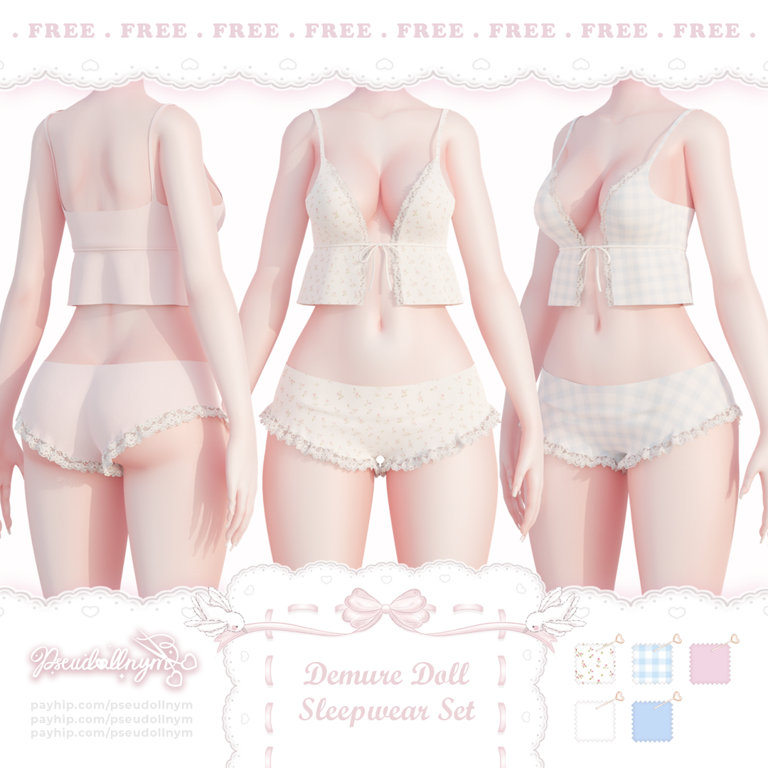 ❛ demure doll ❜ sleepwear ﹒ free VRChat asset