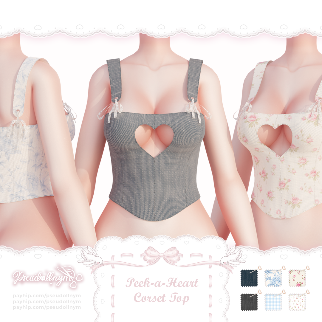 ❛ peek-a-heart ❜ corset top ﹒ VRChat asset