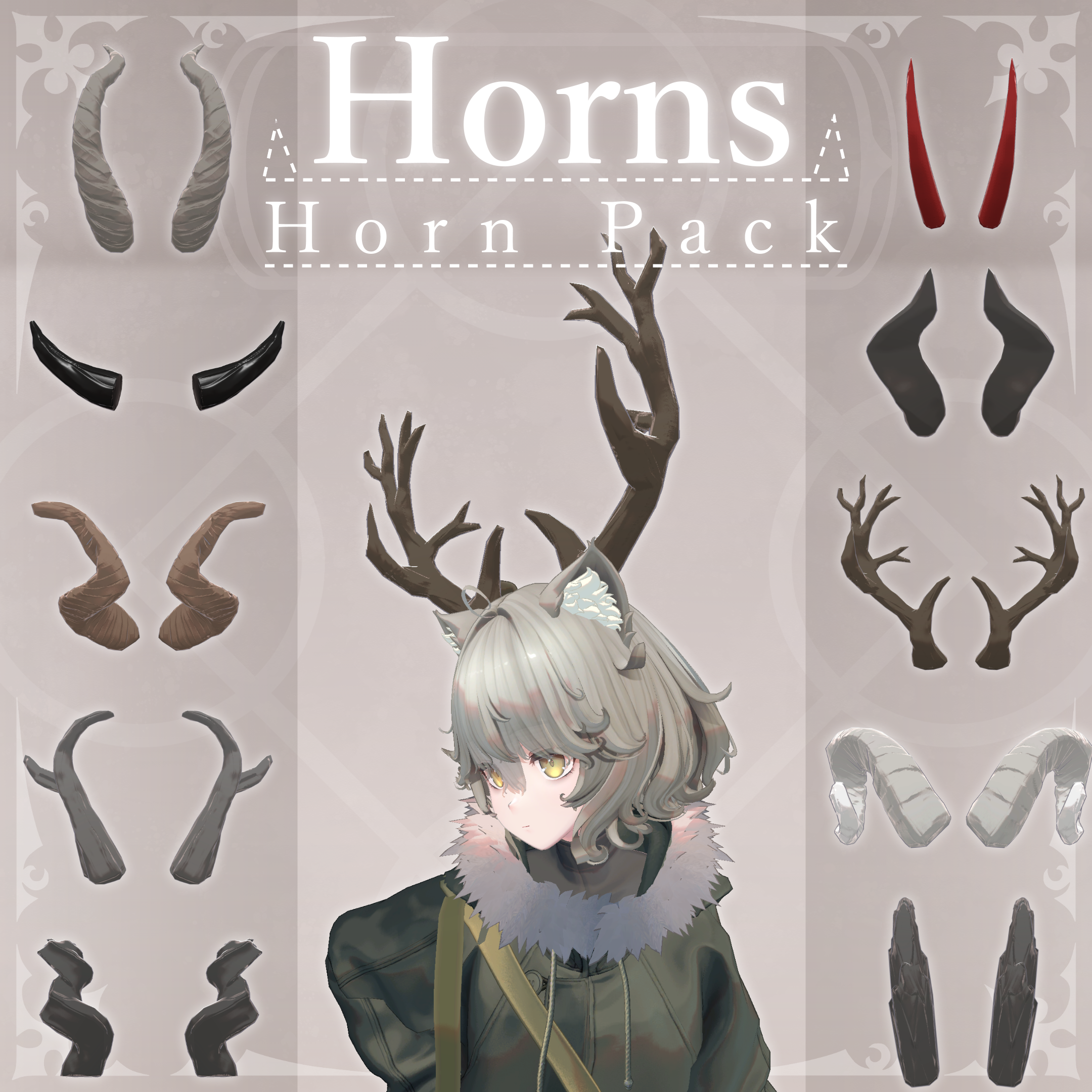 Horn Pack V1.2 | VRChat Accessory [MA Ready]