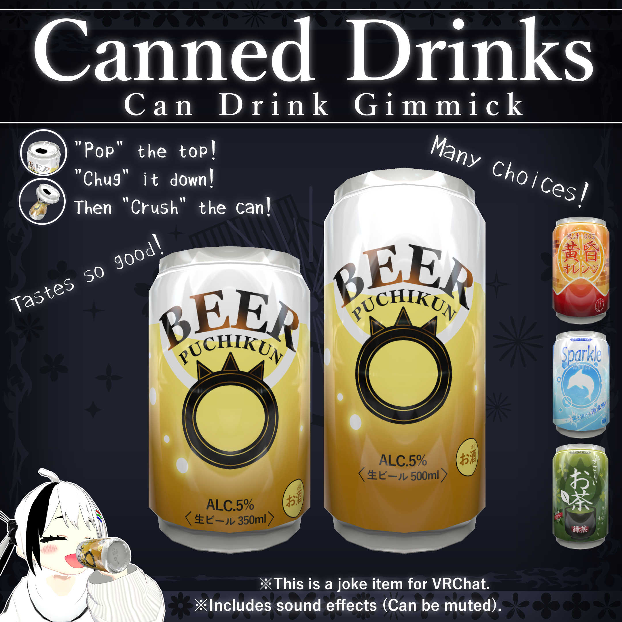 Canned Drinks Gimmick V1.2 | VRChat Drink Gimmick [MA Ready]
