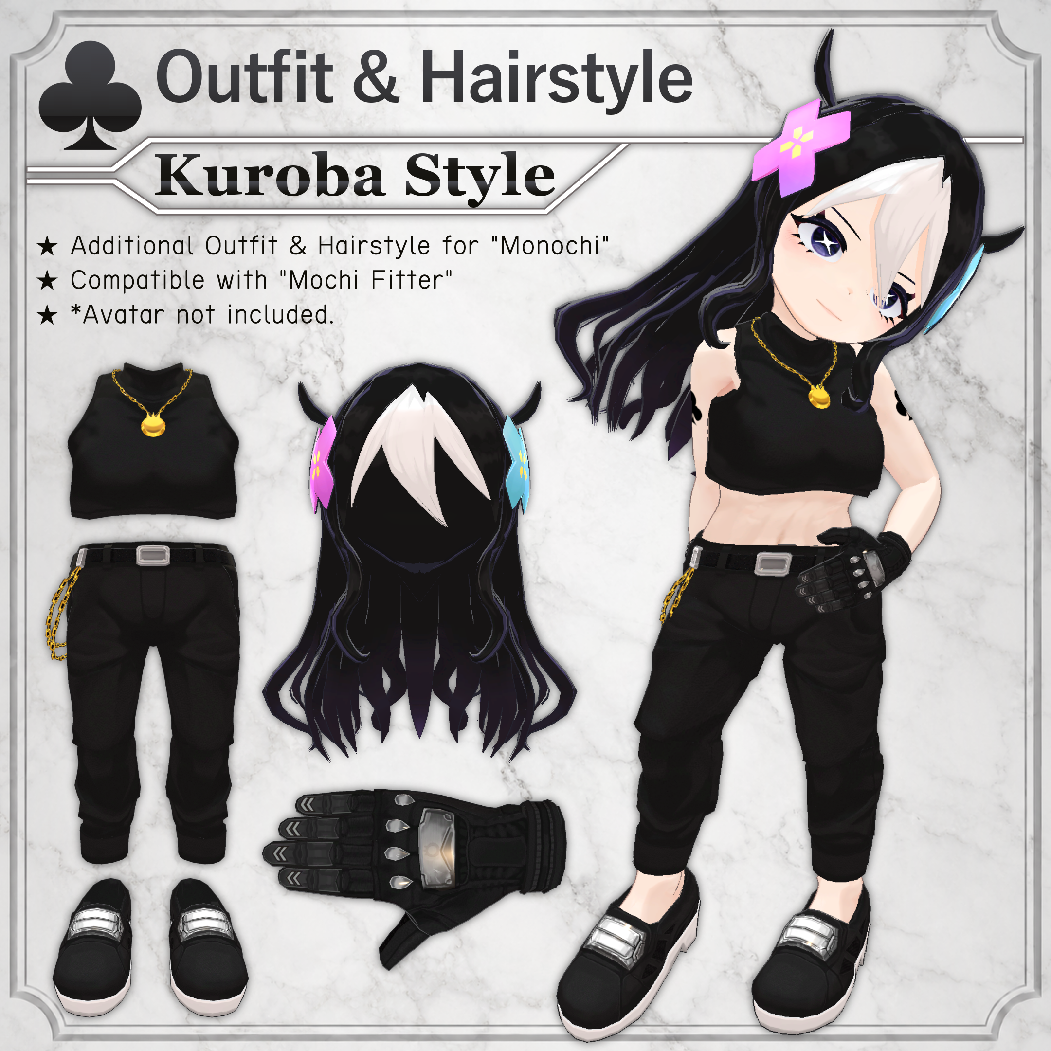 KurobaStyle V1.0 | VRChat Costume & Hairstyle [MA / Mochi Fitter Ready]