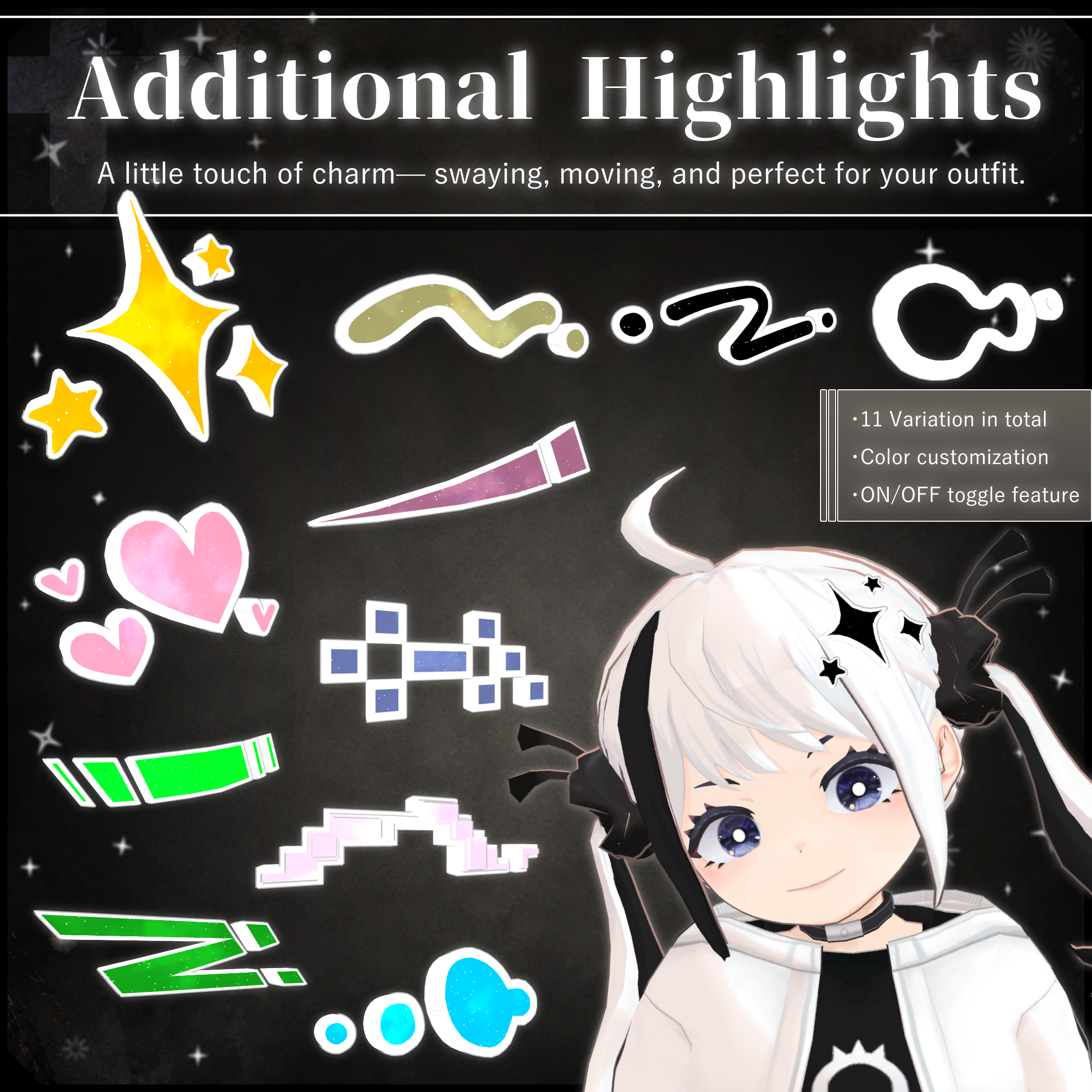 Additional Highlights V1.0 | VRChat Avatar Accessory [MA Ready]