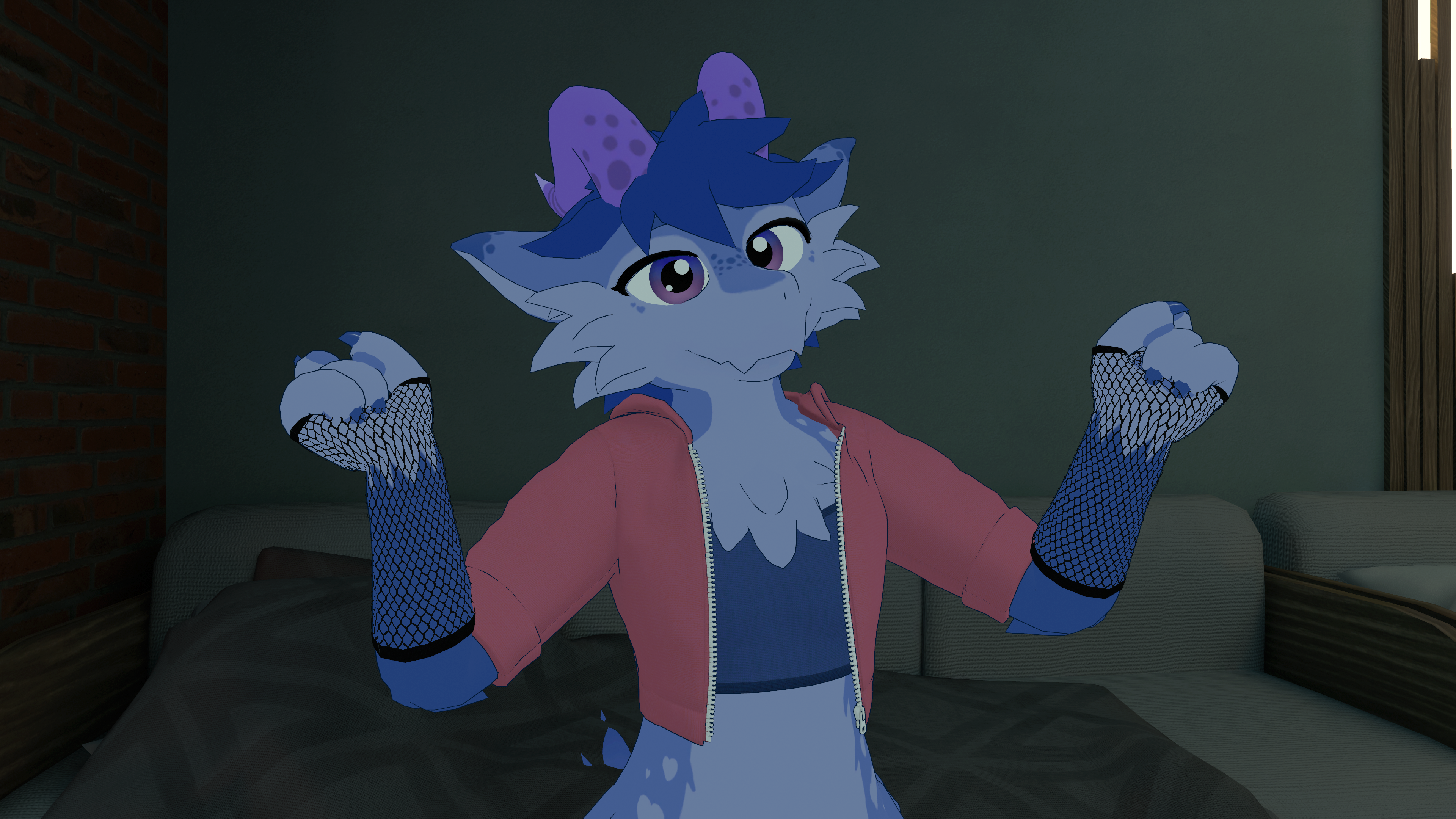 Clothes pack for Kobi - Hoodie, Crop Top, Arm Fishnets - NEW Furality Ultra Textures