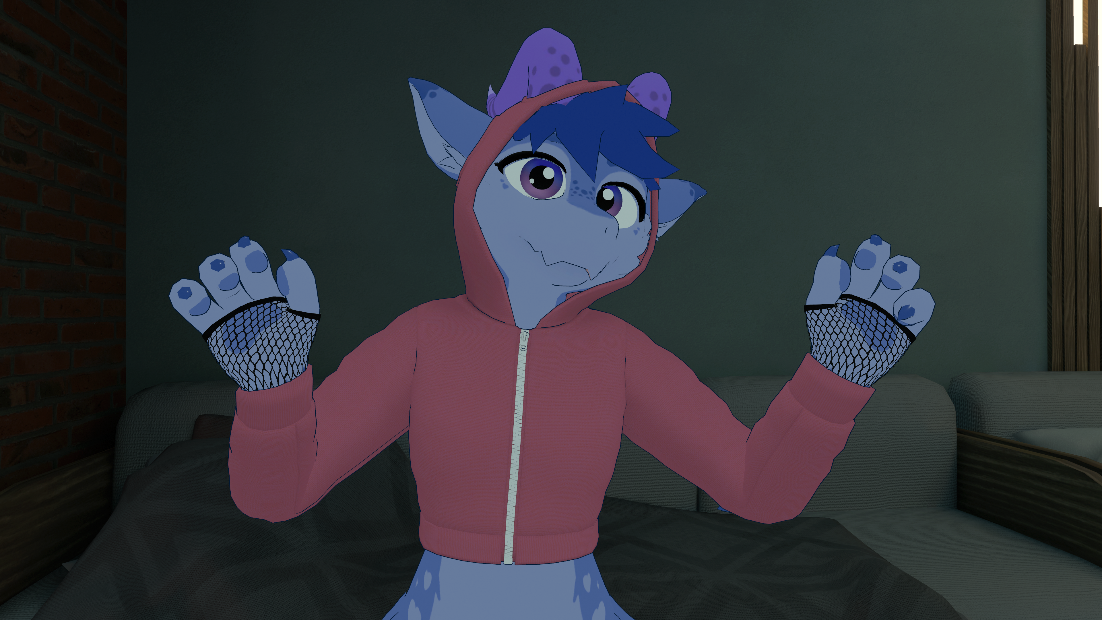 Clothes pack for Kobi - Hoodie, Crop Top, Arm Fishnets - NEW Furality Ultra Textures