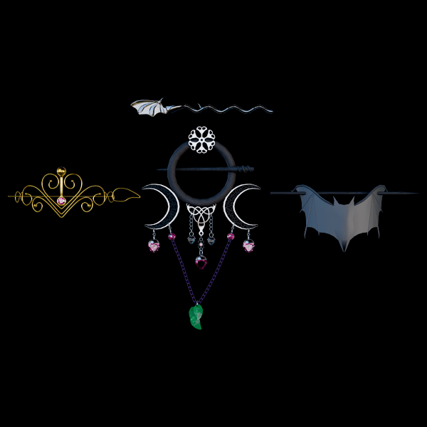 Gothic & Fantasy Hair Accessory Pack [4 Assets for VRChat]