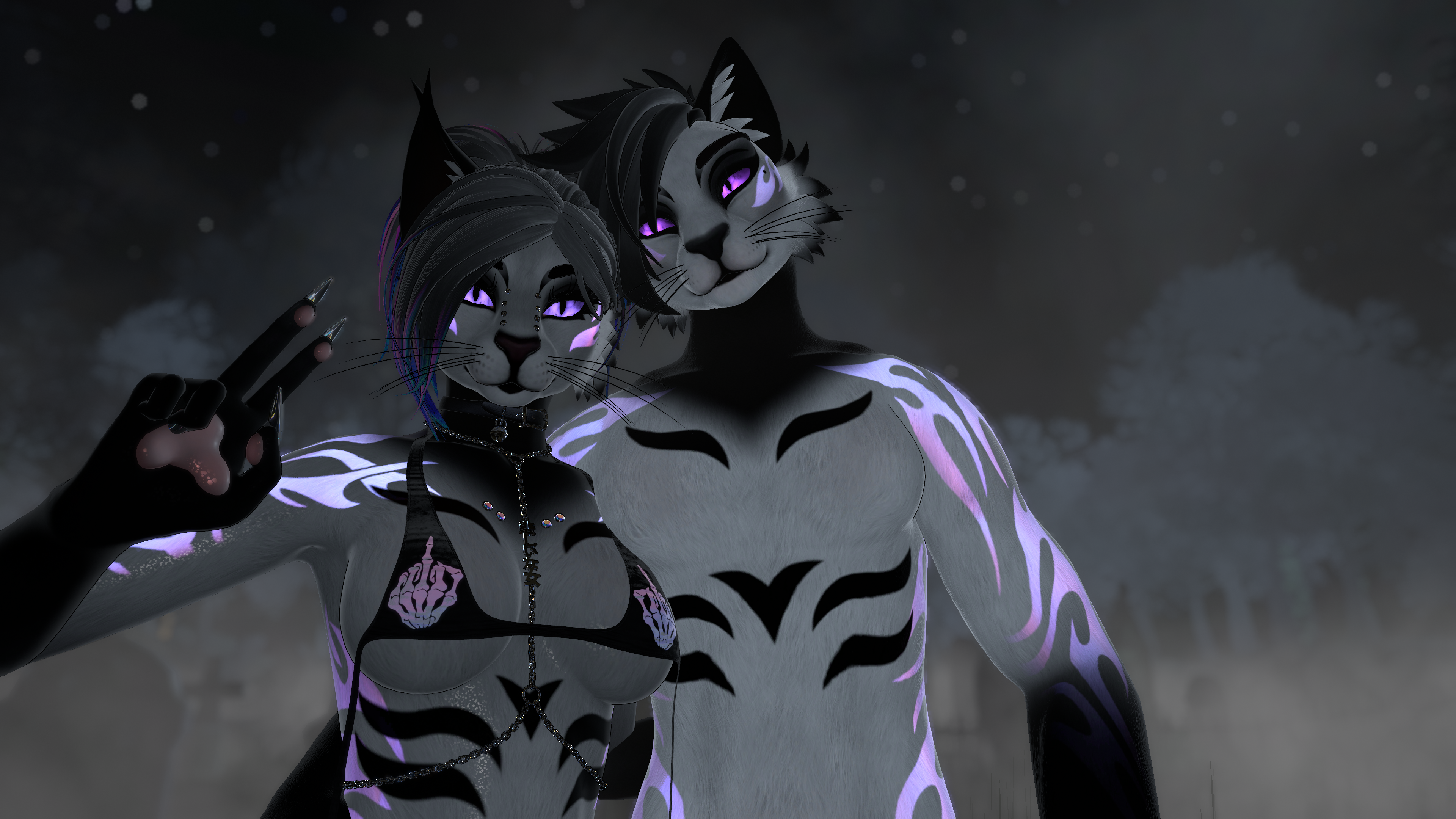 Trad Goth Kitties Felix and Cleo - Foxipaws Couple's Pack