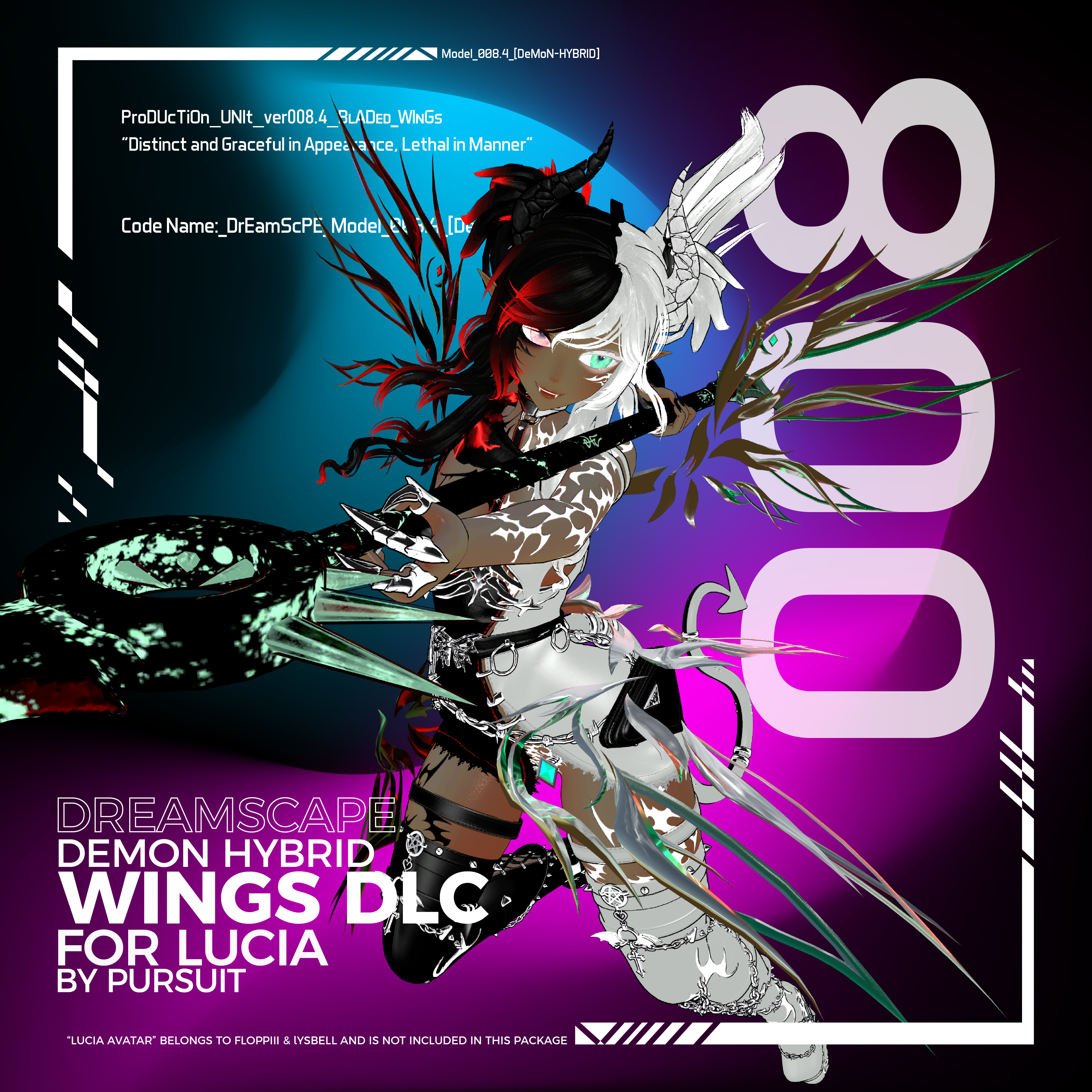 Dreamscape Series: Demon Hybrid DLC FOR LUCIA [Metallic Wings & Bladed Skirt] (Jinxxy ver)
