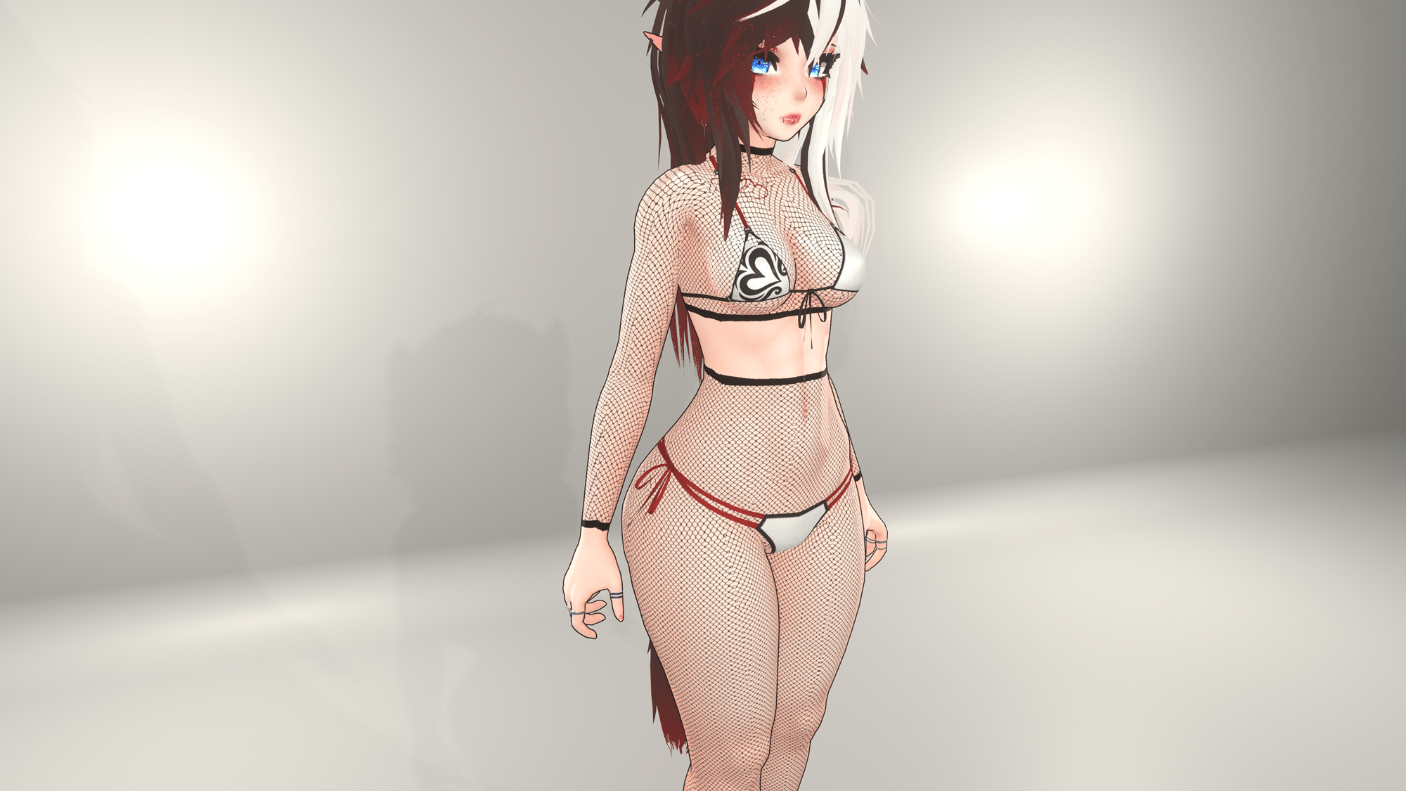 Fishnet crop top and leggings for GodMagician
