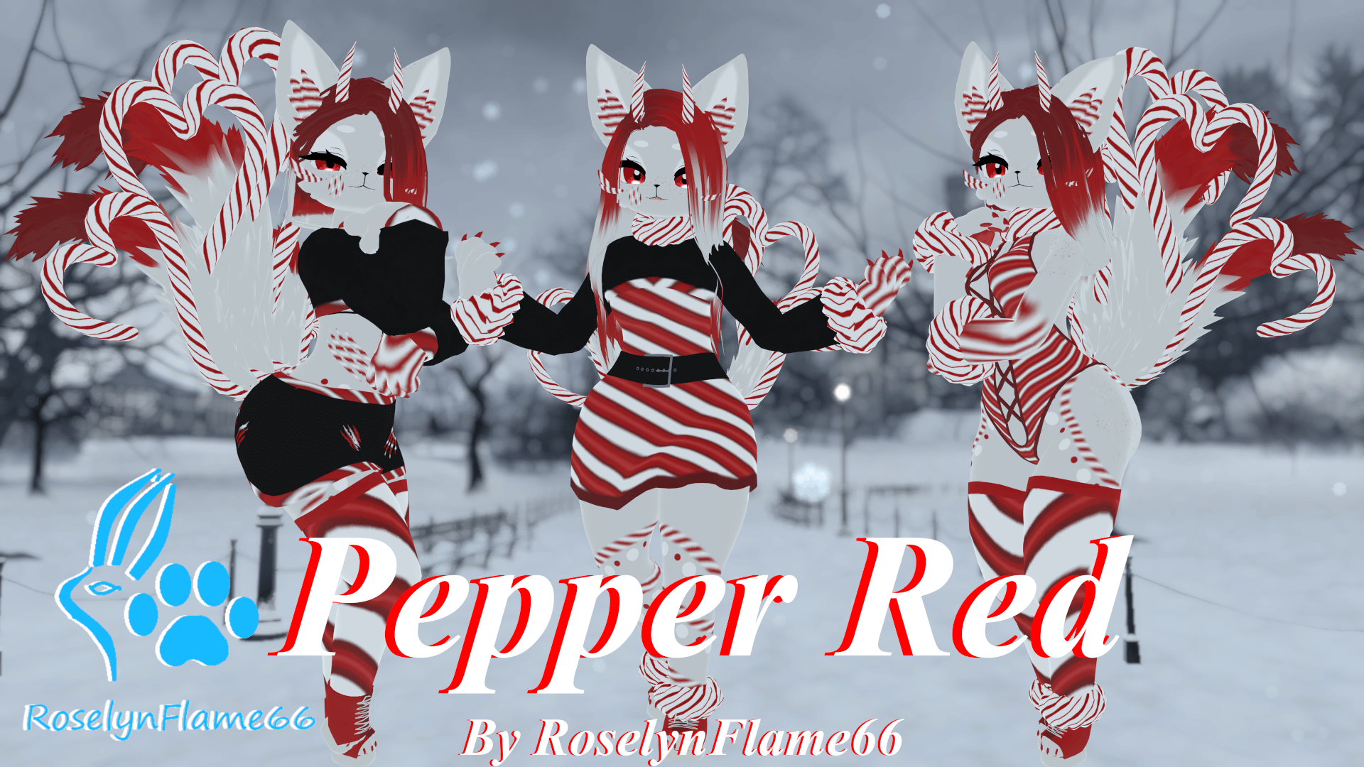 Candy Cane Lane Deira VRChat Furry Avatars Pepper and Minty