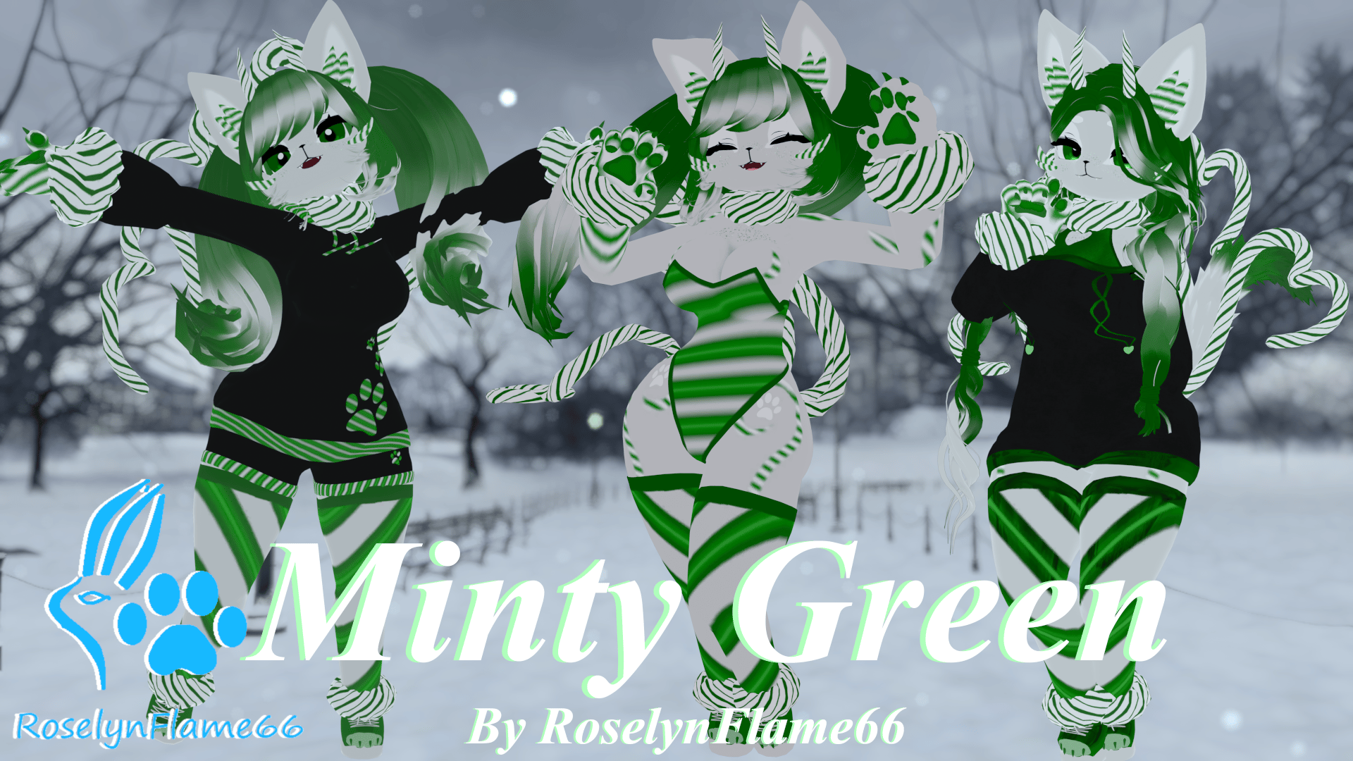 Candy Cane Lane Deira VRChat Furry Avatars Pepper and Minty
