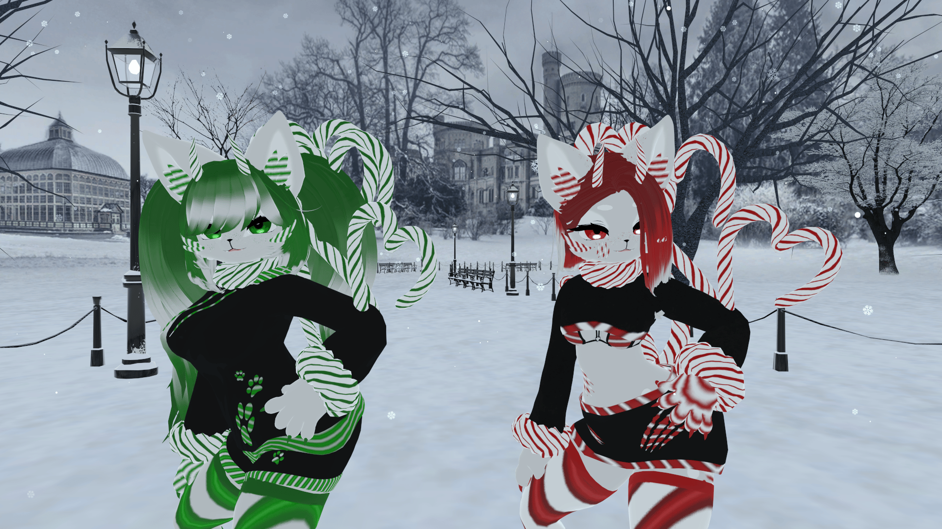 Candy Cane Lane Deira VRChat Furry Avatars Pepper and Minty