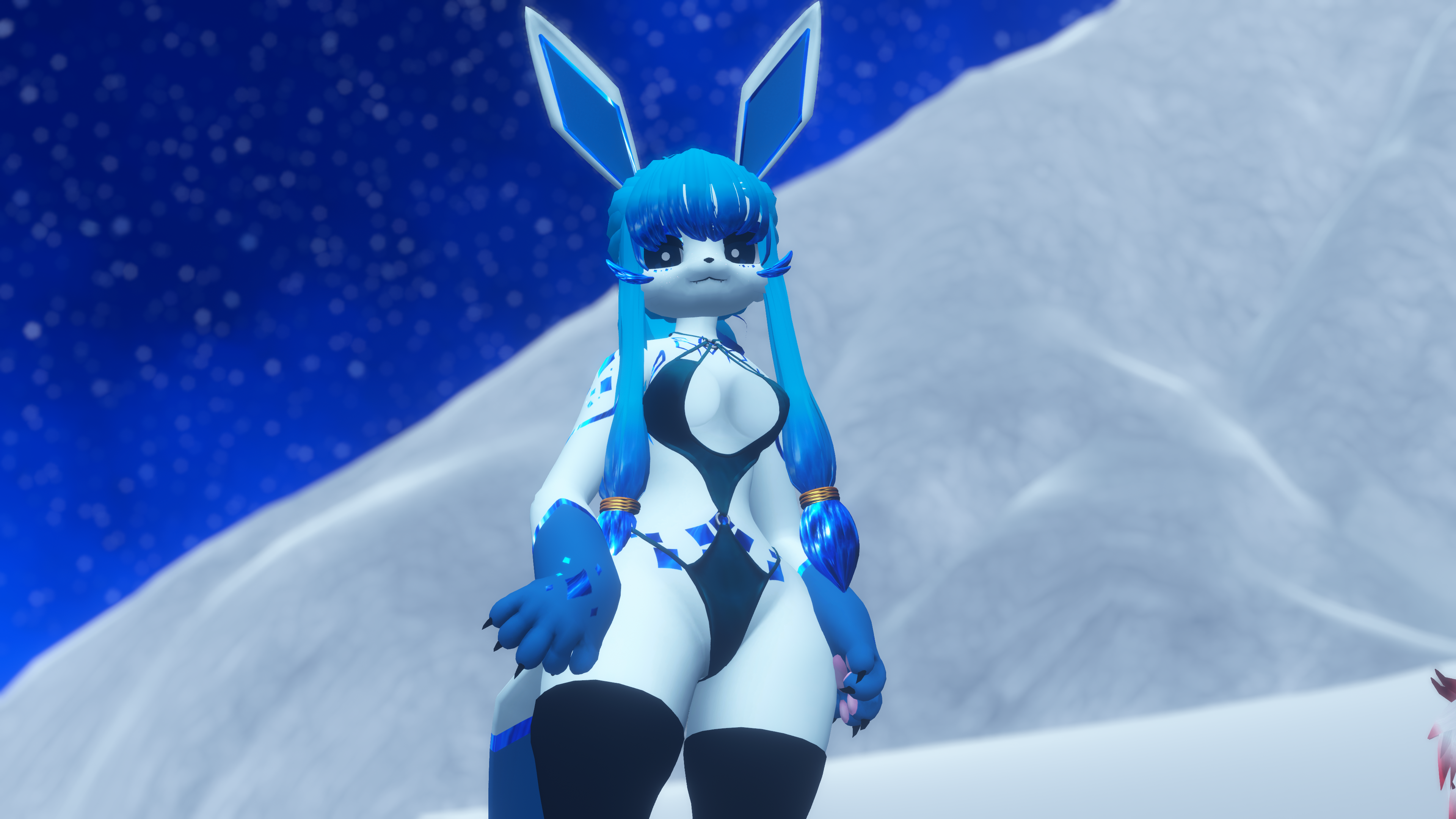 (Facetracking) Glacia the Icy Canine Deira VRChat Avatar (Quest Compatible)